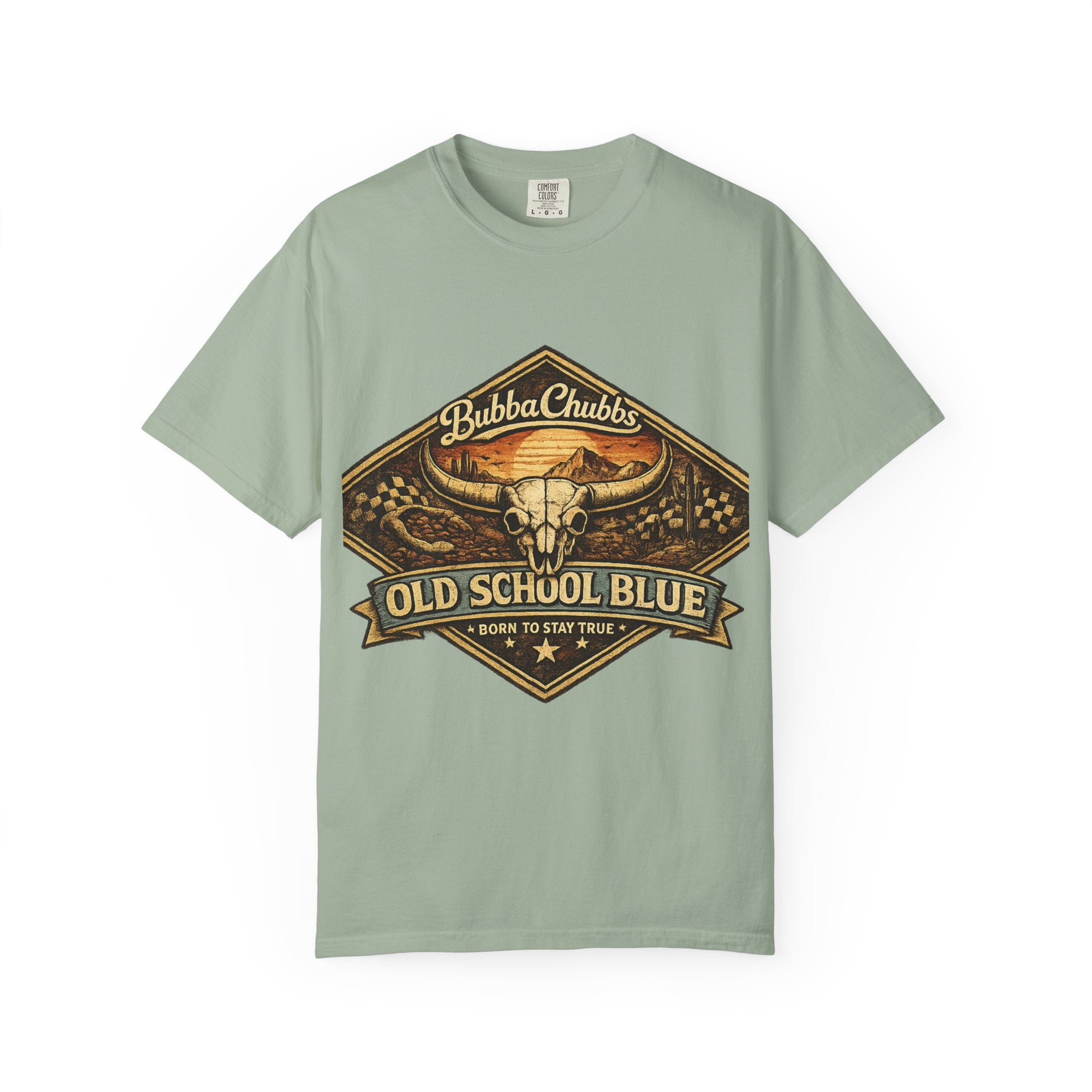 BubbaChubbs Tee —Old School Blue- Get Out, Stay Wild