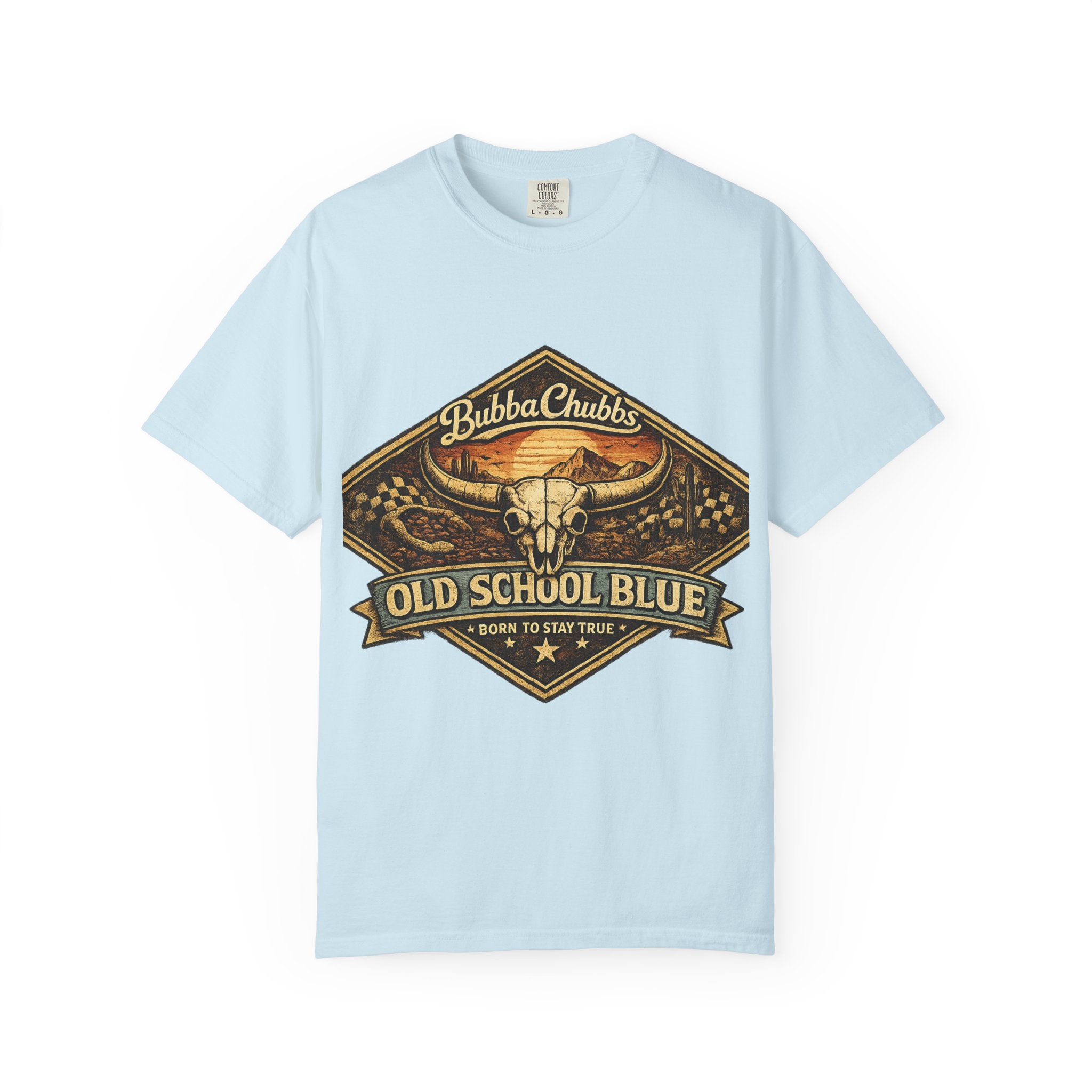 BubbaChubbs Tee —Old School Blue- Get Out, Stay Wild