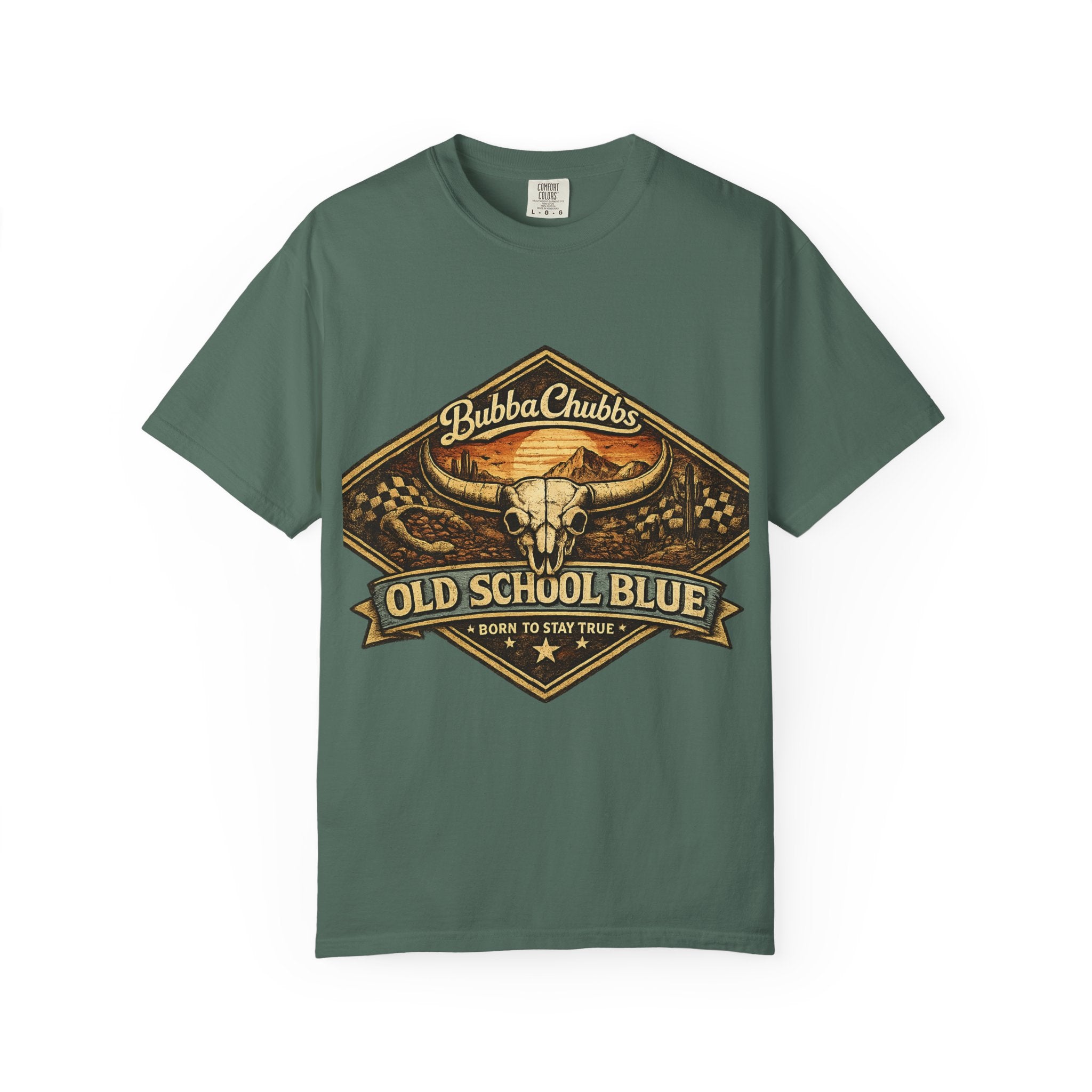 BubbaChubbs Tee —Old School Blue- Get Out, Stay Wild