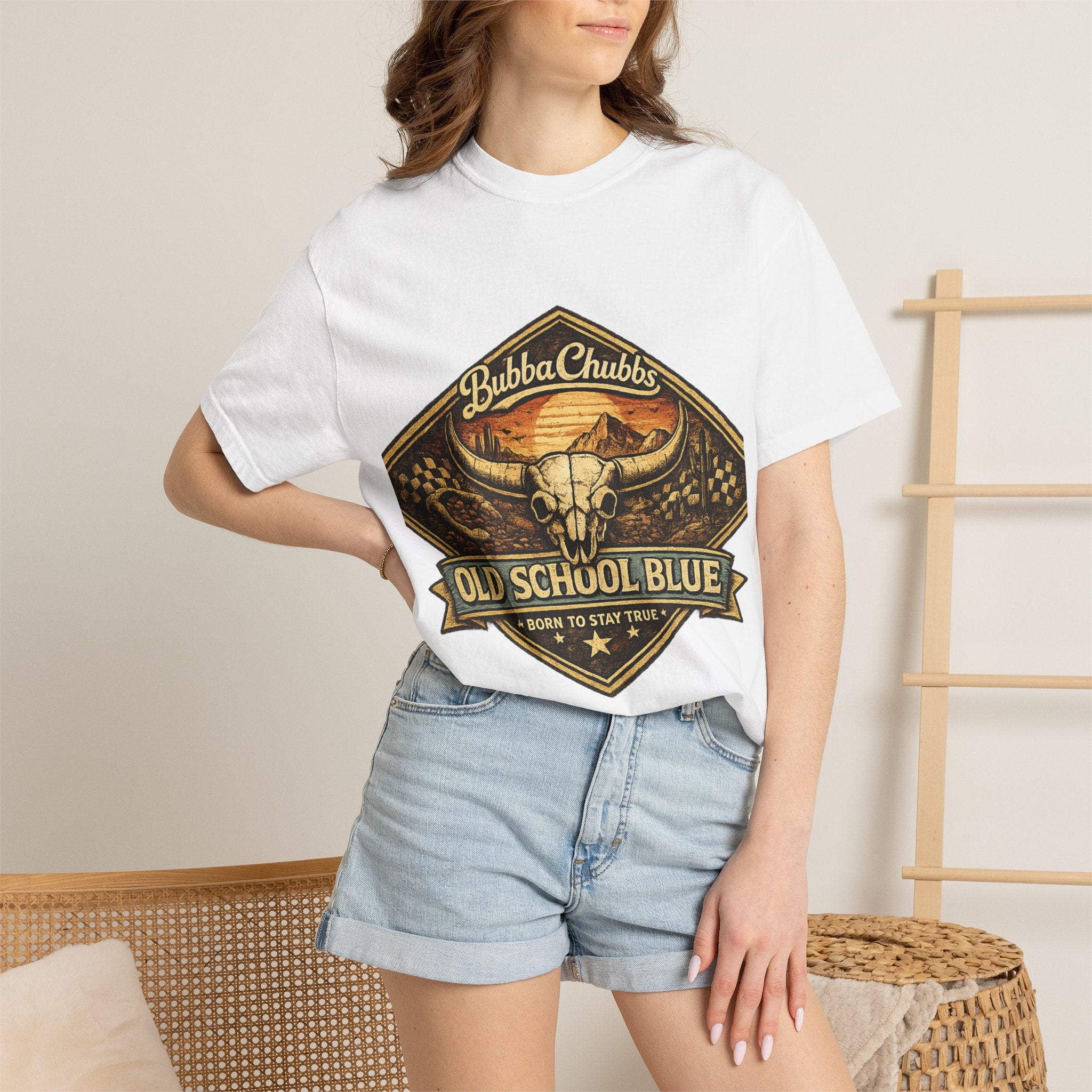 BubbaChubbs Tee —Old School Blue- Get Out, Stay Wild