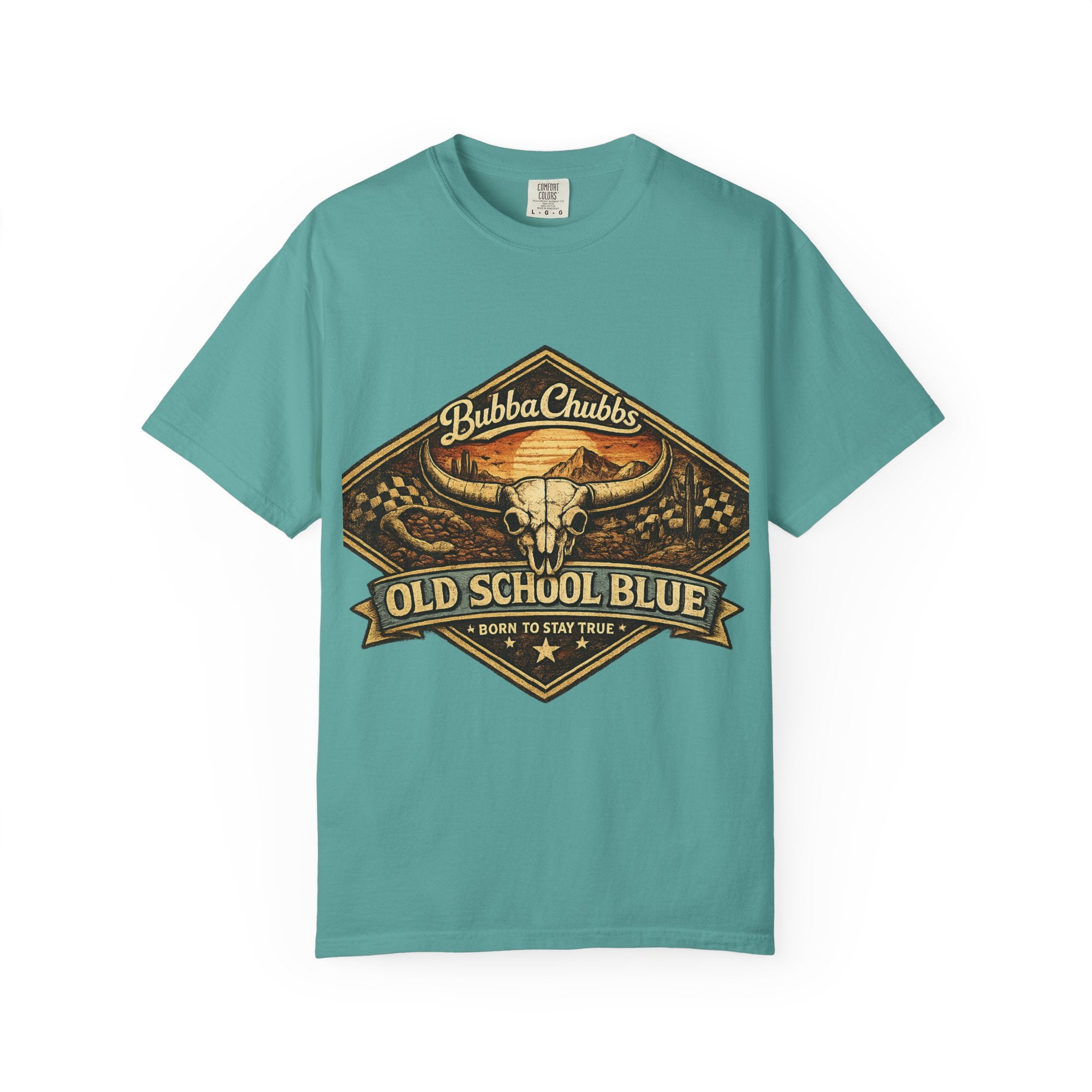 BubbaChubbs Tee —Old School Blue- Get Out, Stay Wild