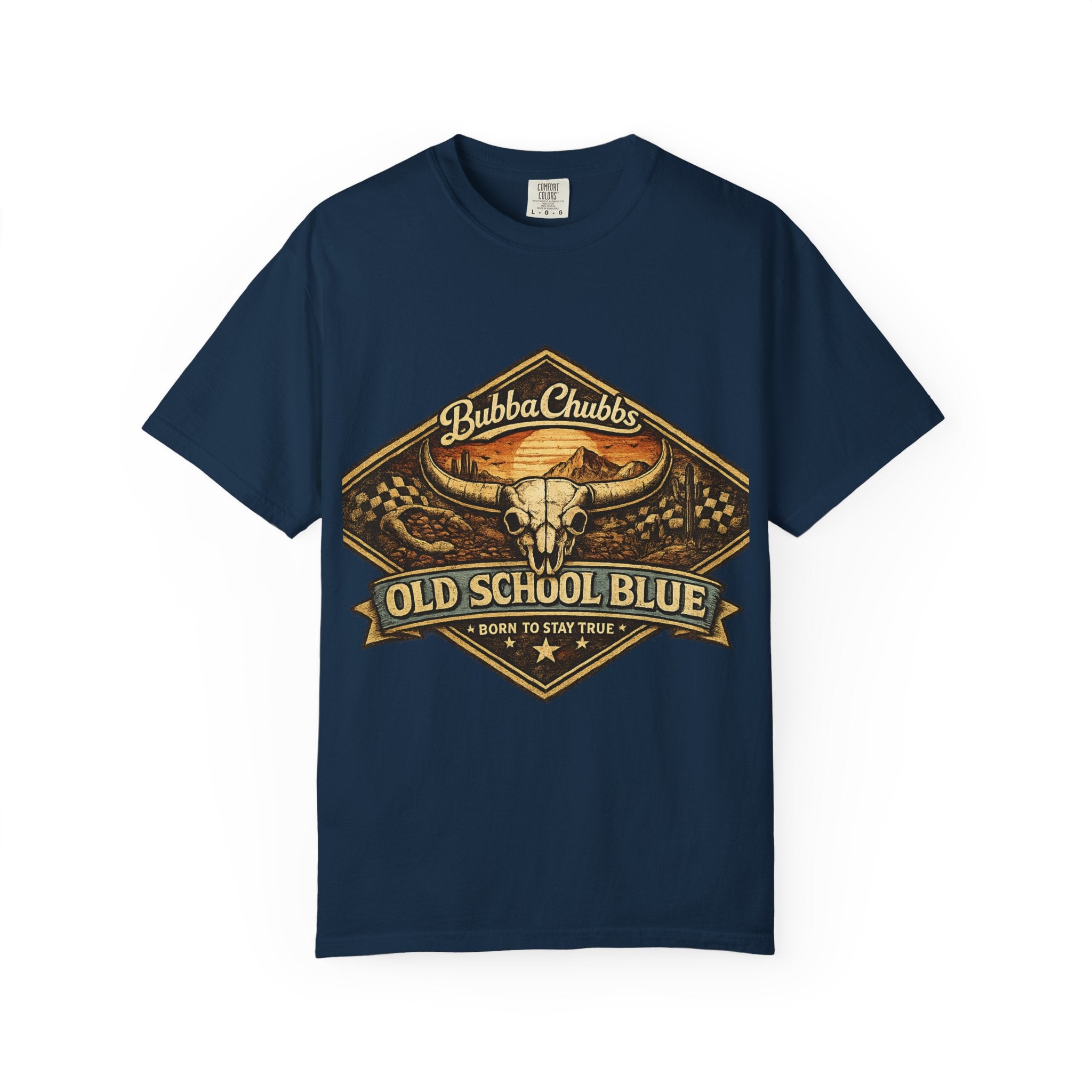 BubbaChubbs Tee —Old School Blue- Get Out, Stay Wild
