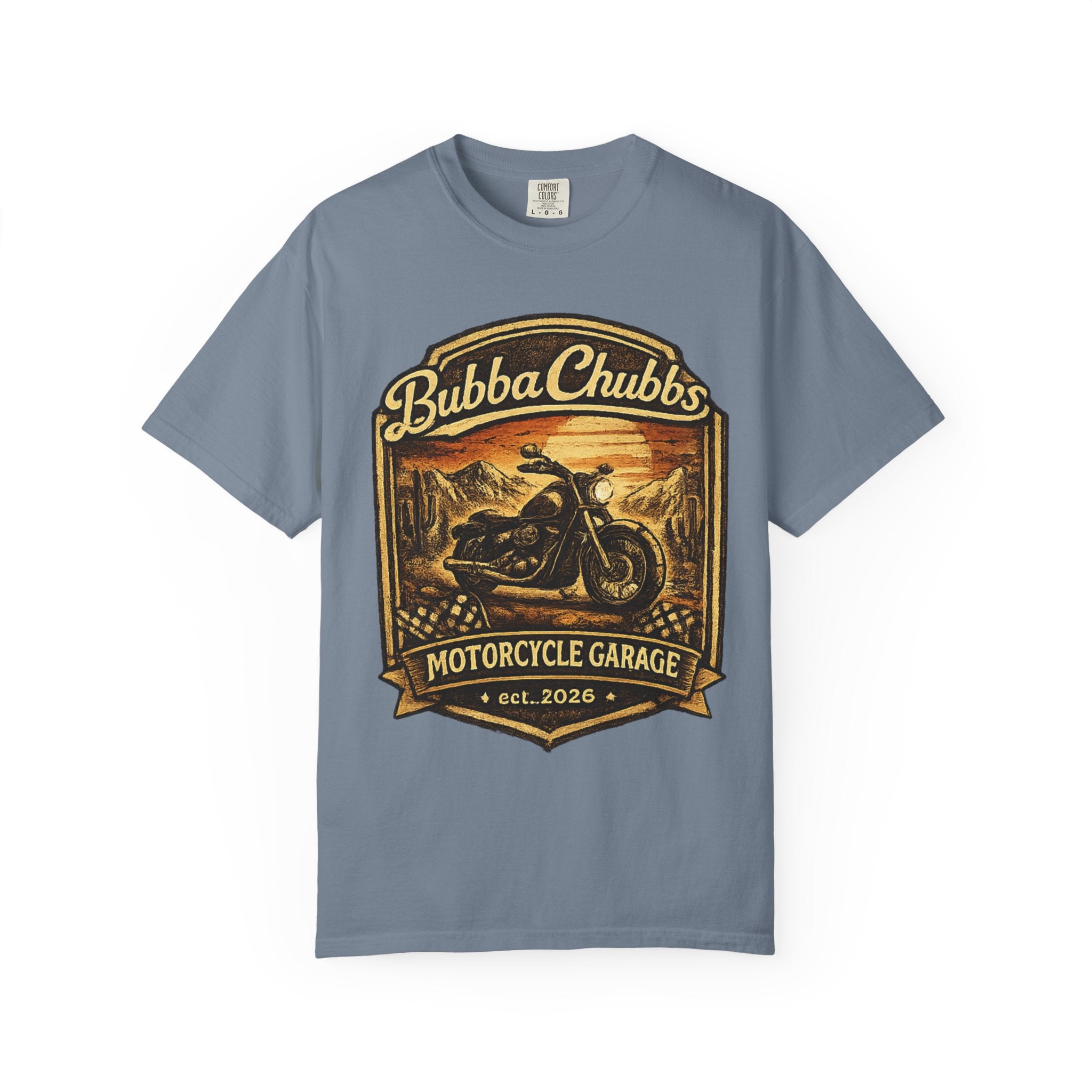 BubbaChubbs Tee —Motorcycle Garage- Get Out, Stay Wild