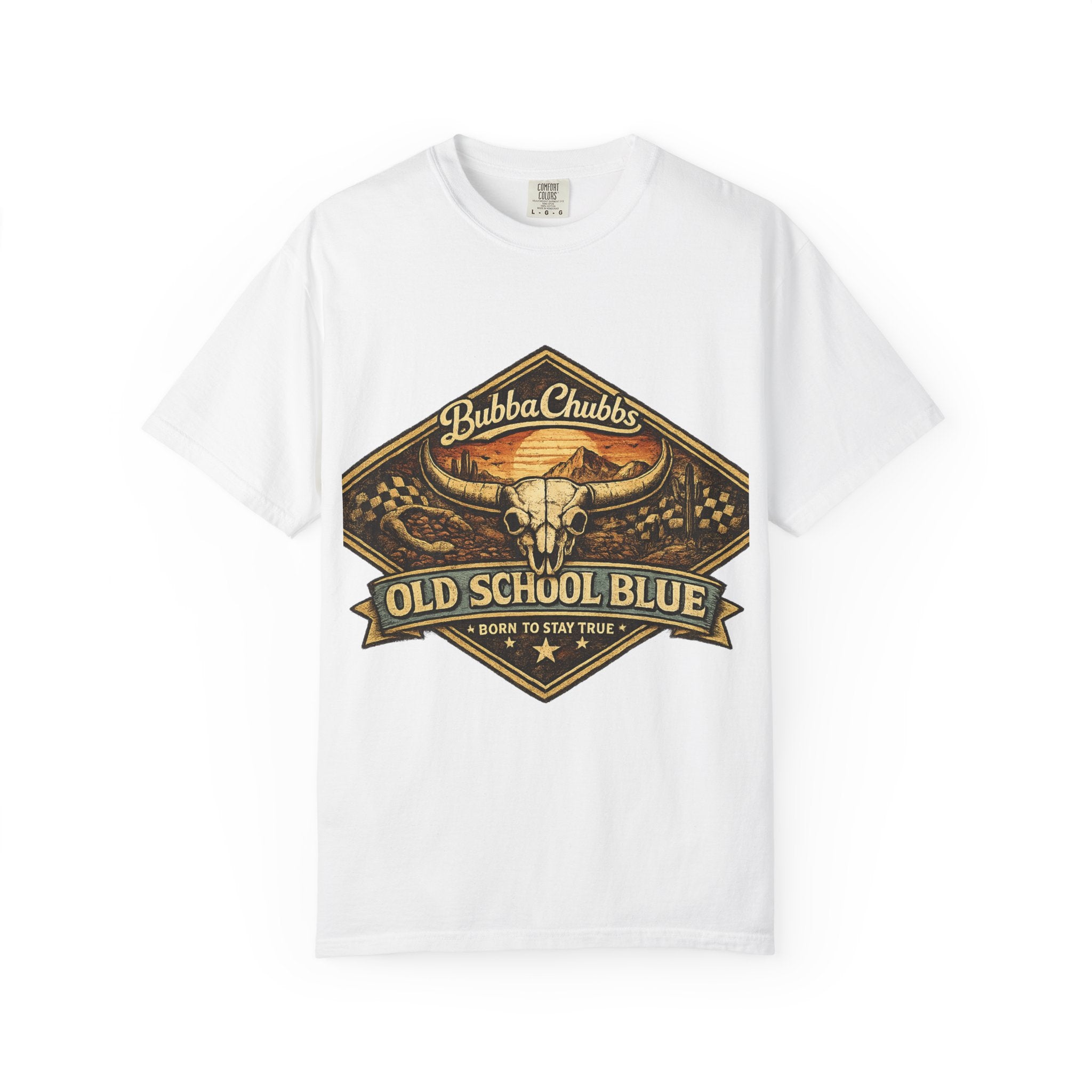 BubbaChubbs Tee —Old School Blue- Get Out, Stay Wild