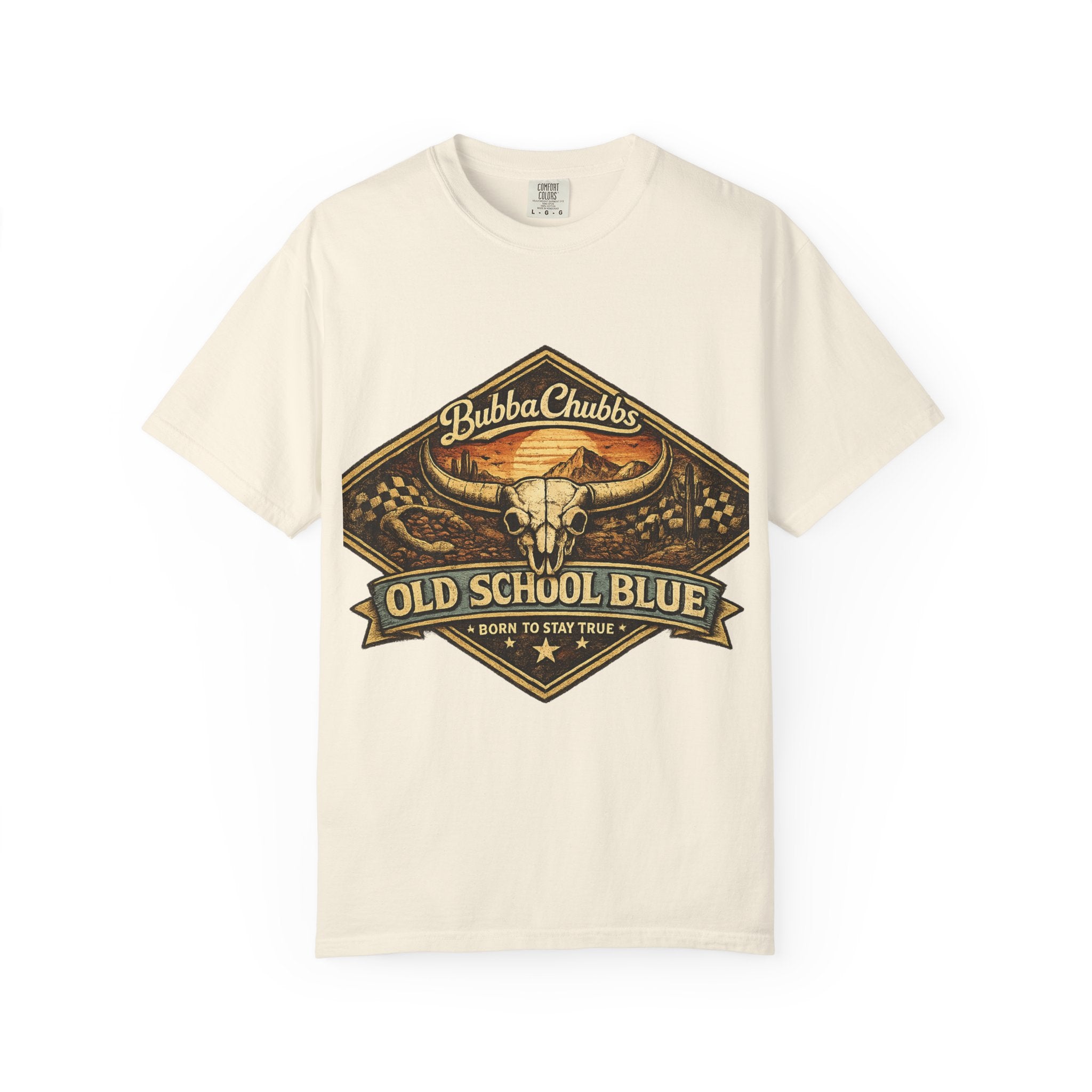 BubbaChubbs Tee —Old School Blue- Get Out, Stay Wild