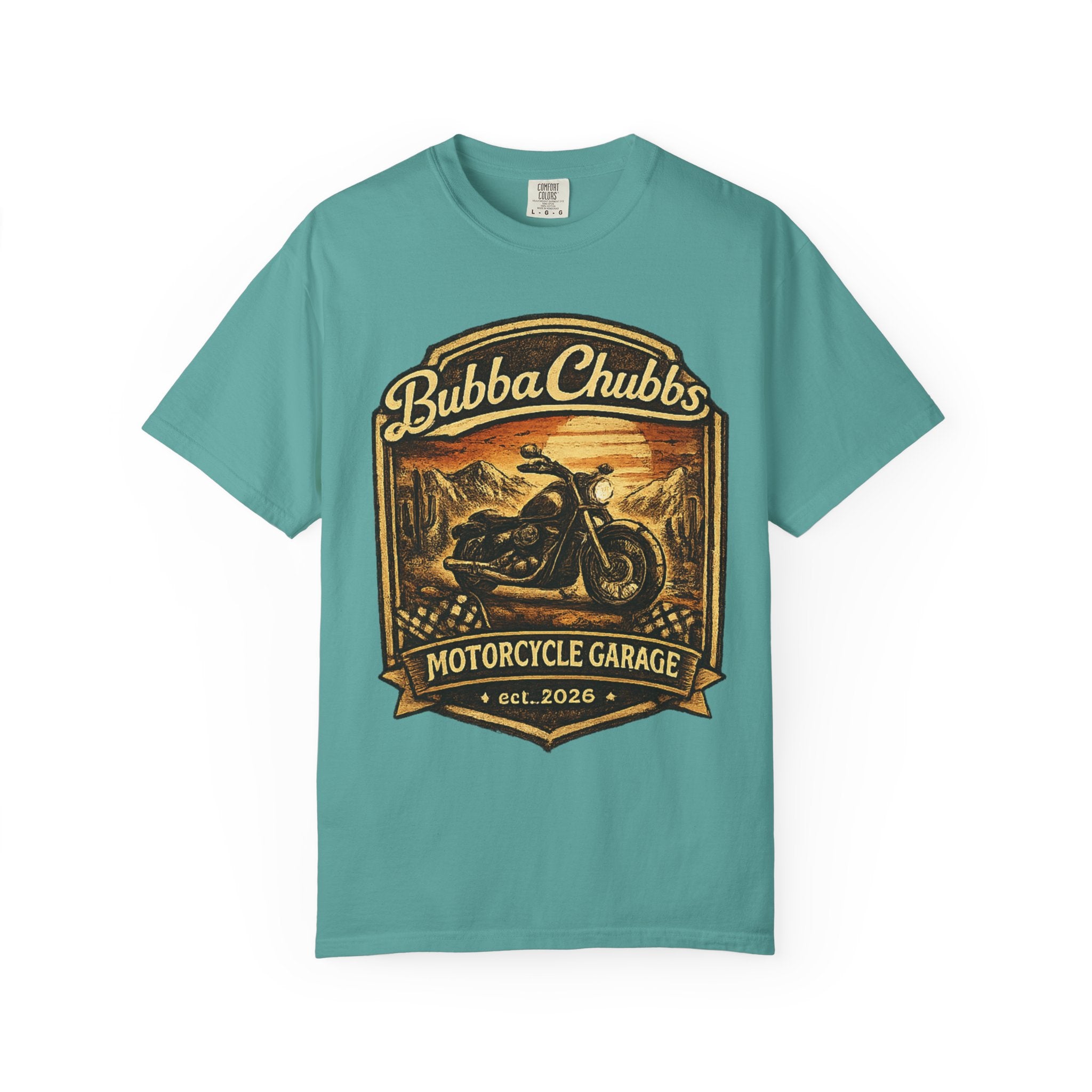 BubbaChubbs Tee —Motorcycle Garage- Get Out, Stay Wild