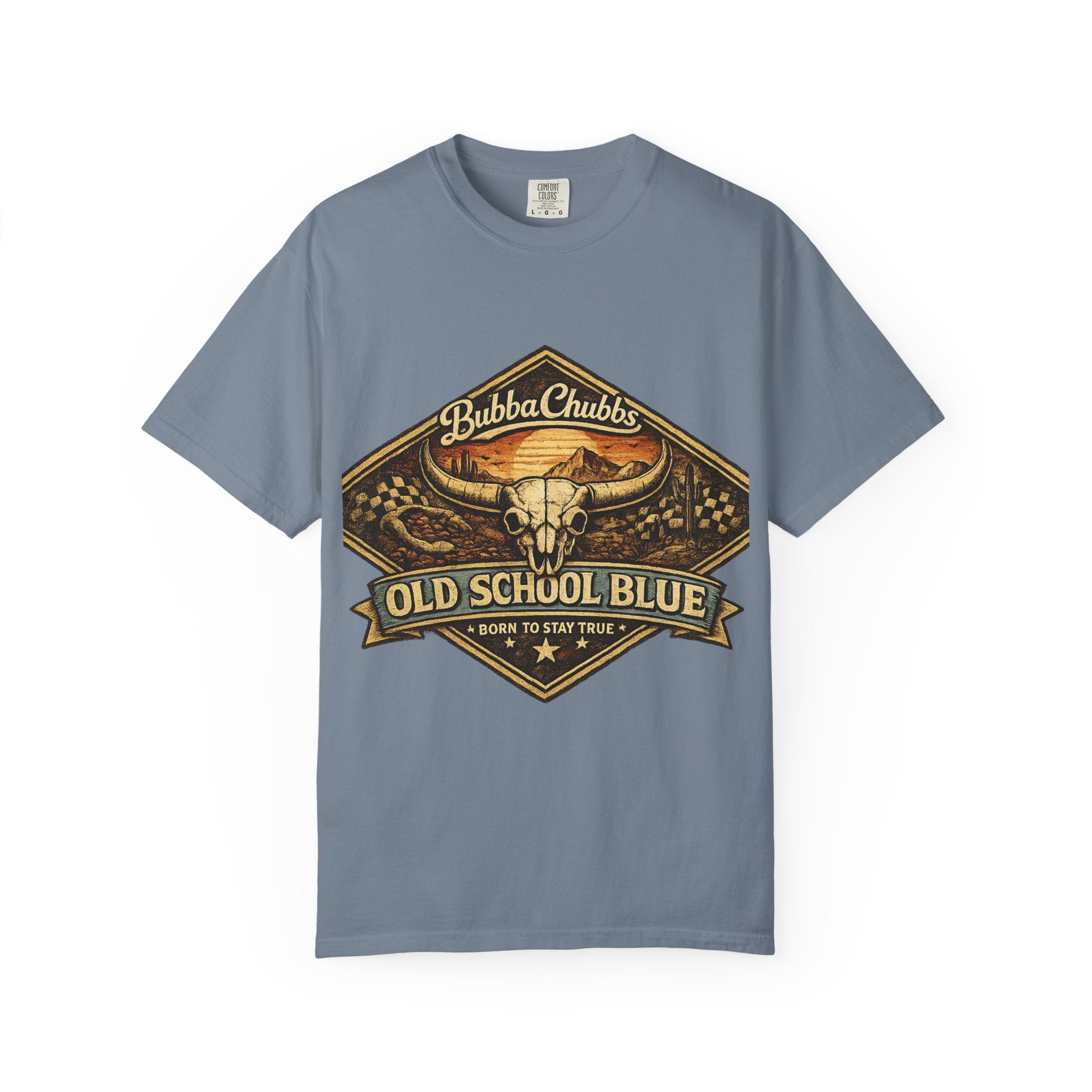 BubbaChubbs Tee —Old School Blue- Get Out, Stay Wild