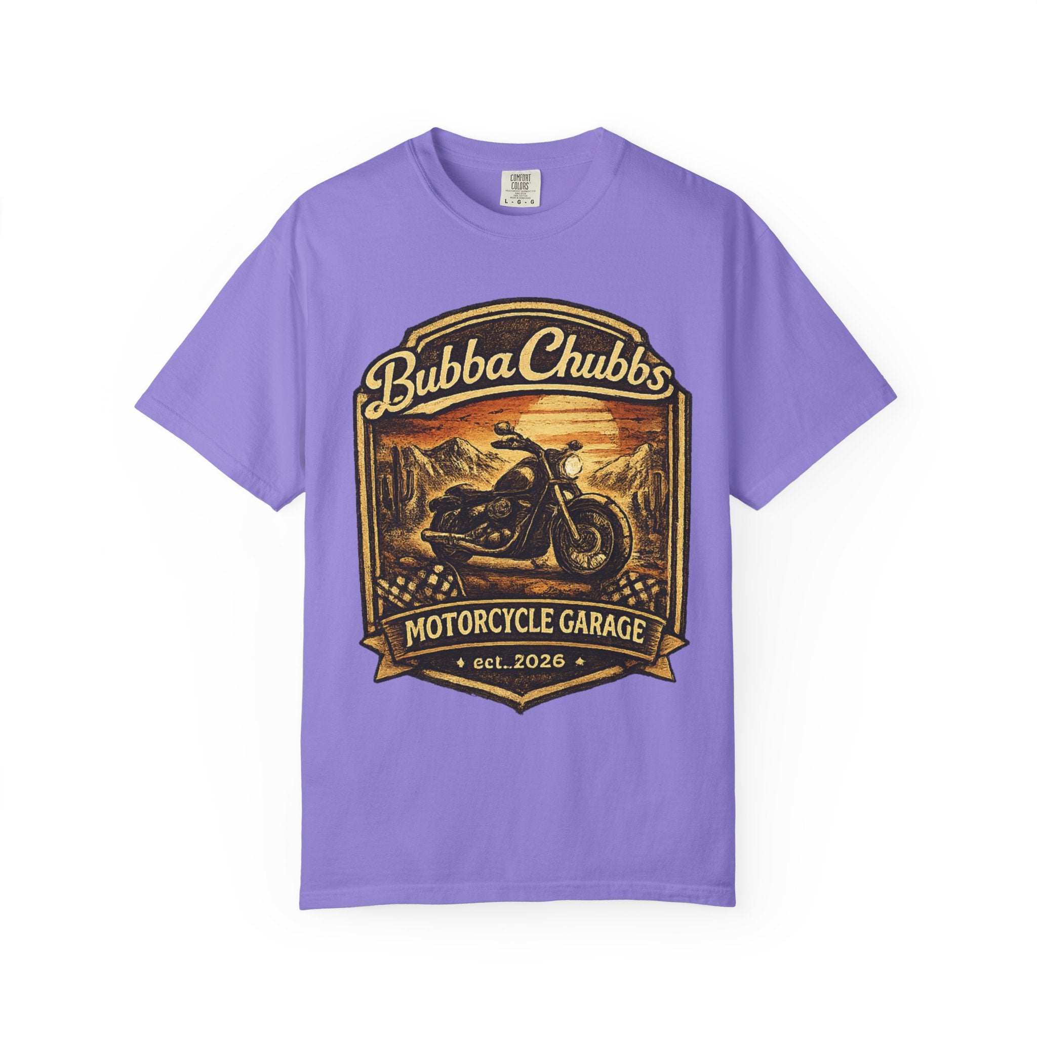 BubbaChubbs Tee —Motorcycle Garage- Get Out, Stay Wild