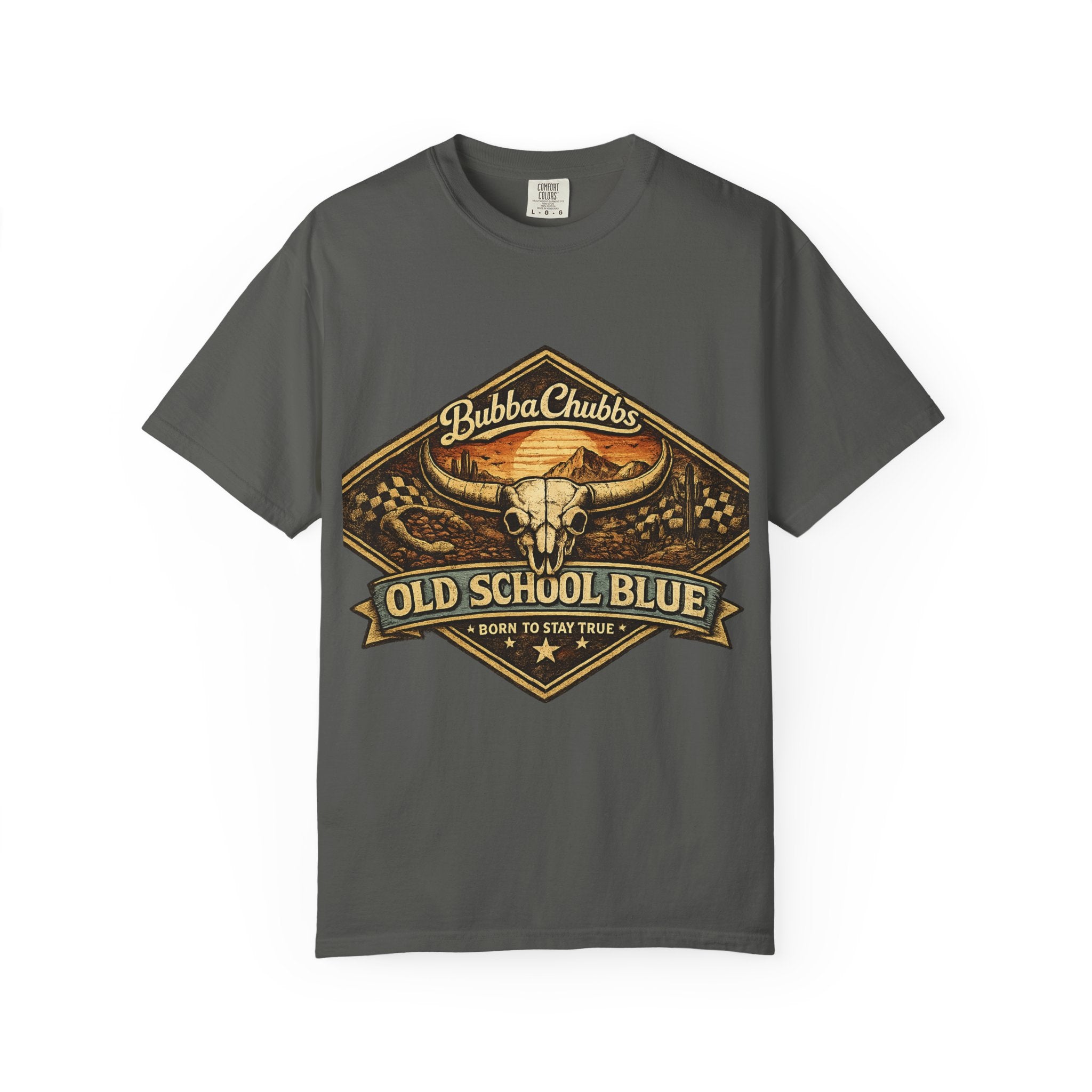 BubbaChubbs Tee —Old School Blue- Get Out, Stay Wild