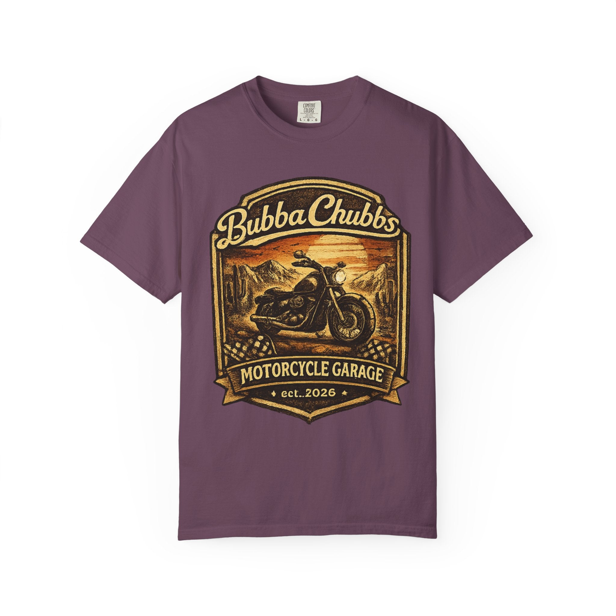 BubbaChubbs Tee —Motorcycle Garage- Get Out, Stay Wild