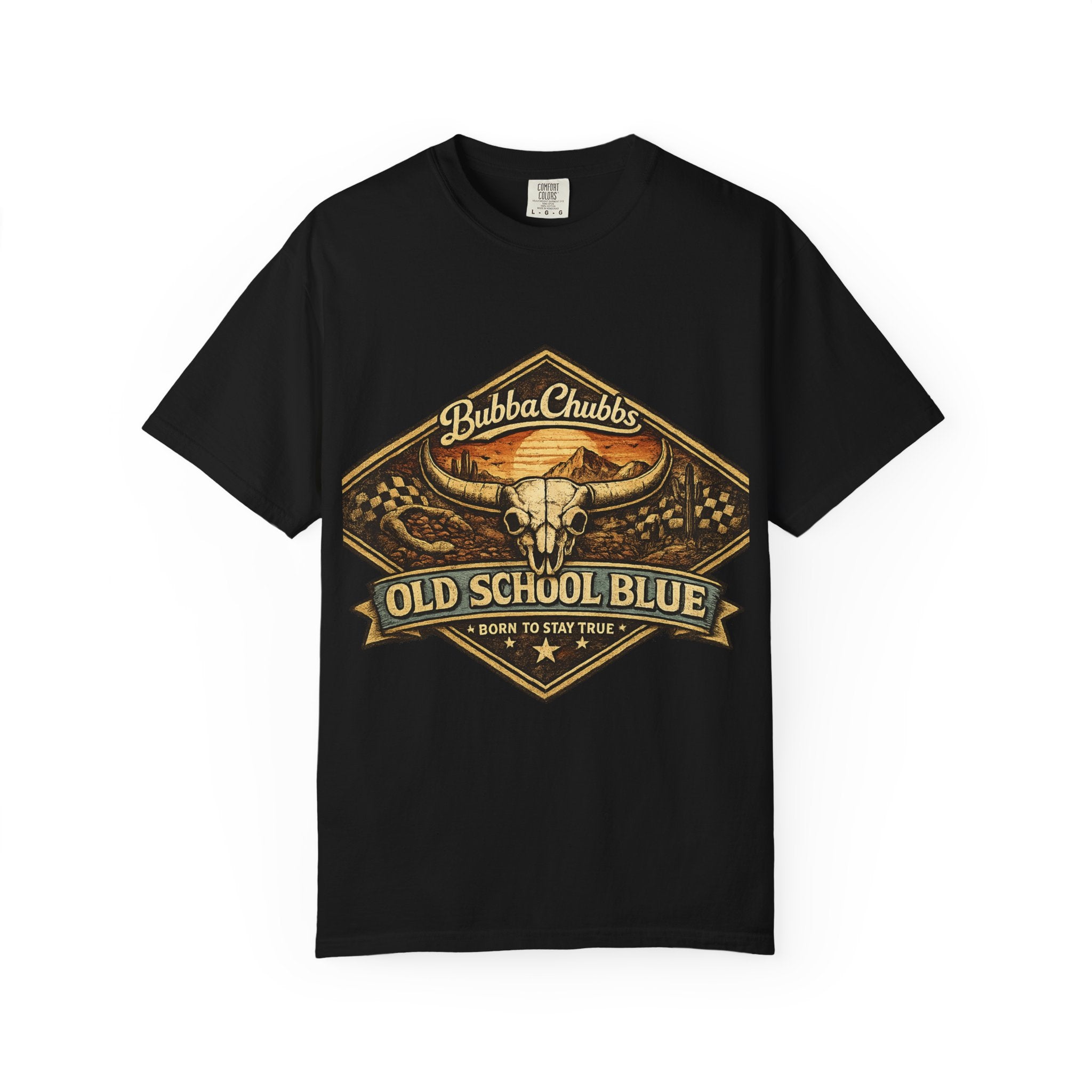 BubbaChubbs Tee —Old School Blue- Get Out, Stay Wild