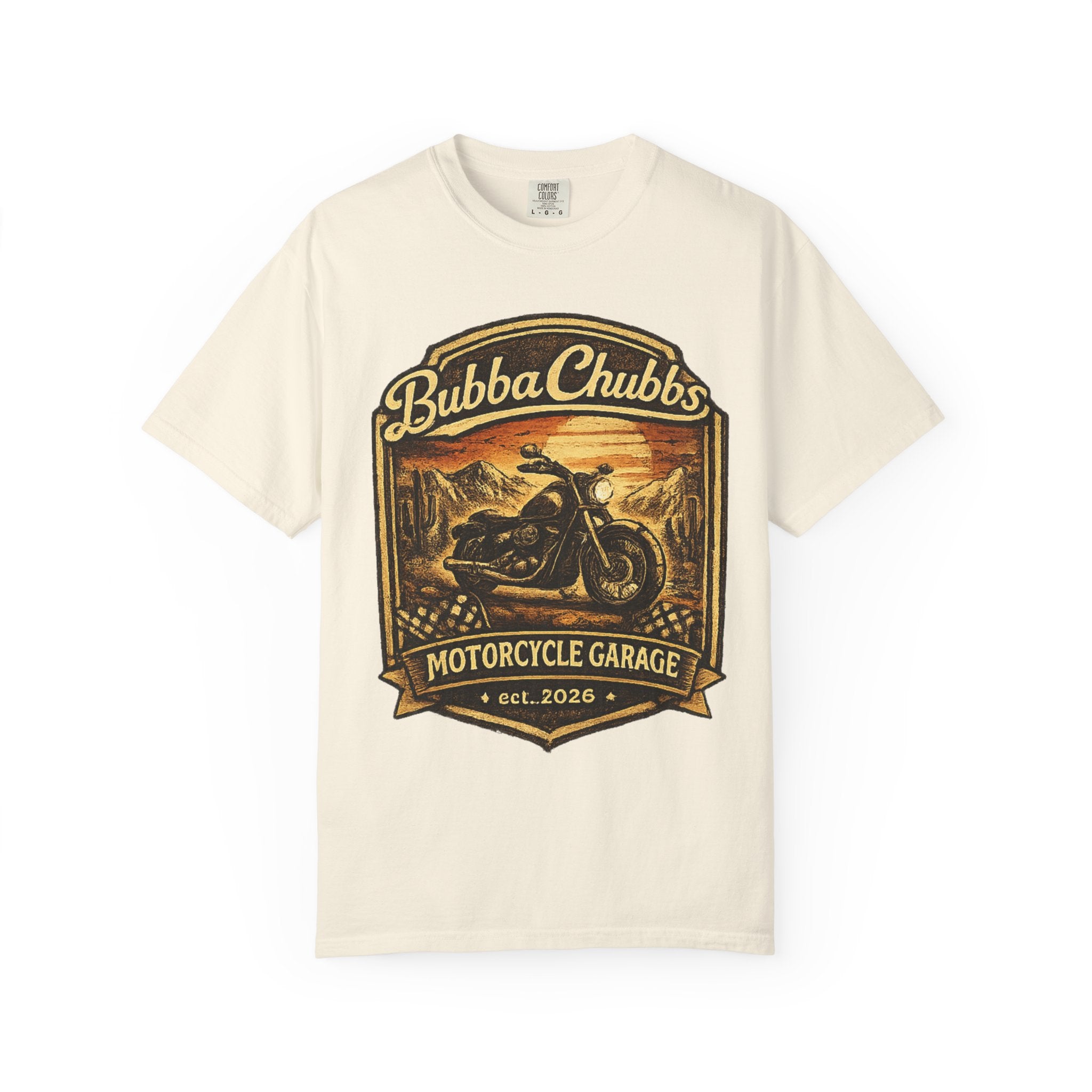 BubbaChubbs Tee —Motorcycle Garage- Get Out, Stay Wild