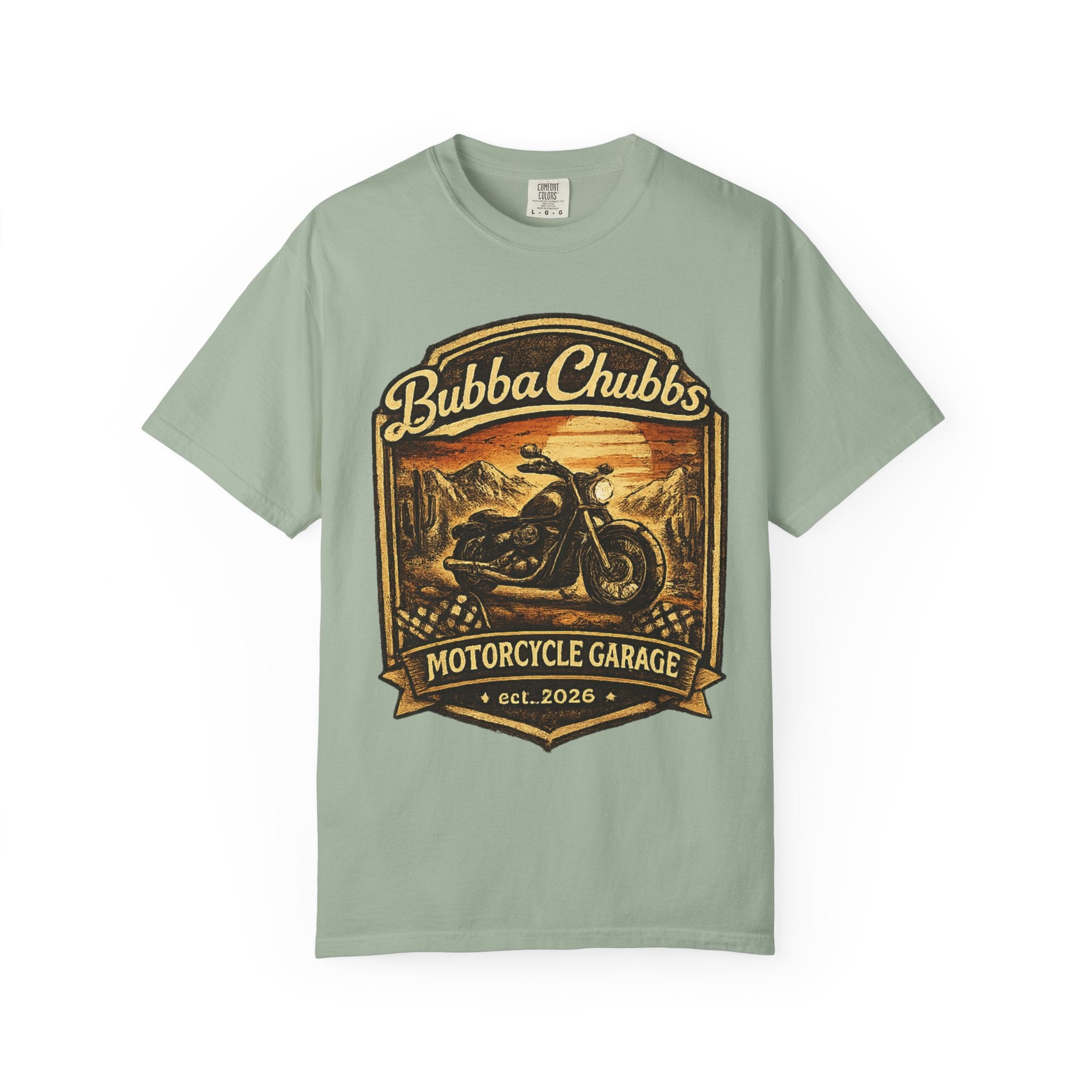 BubbaChubbs Tee —Motorcycle Garage- Get Out, Stay Wild